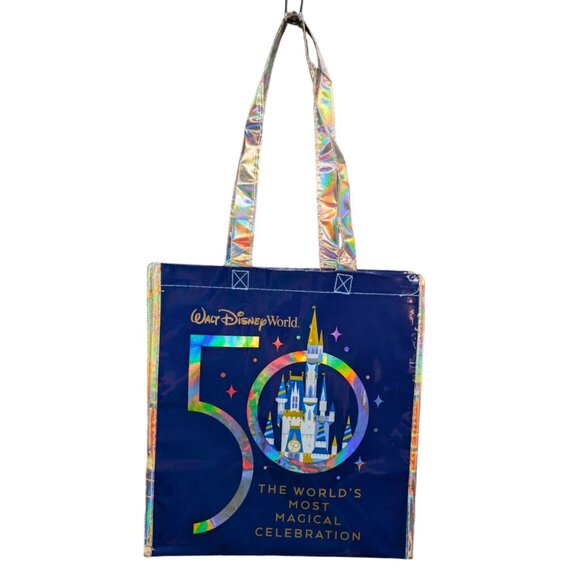 Walt Disney World Reusable Tote Bag Blue 50th Anniversary Mickey Minnie - Picture 3 of 12